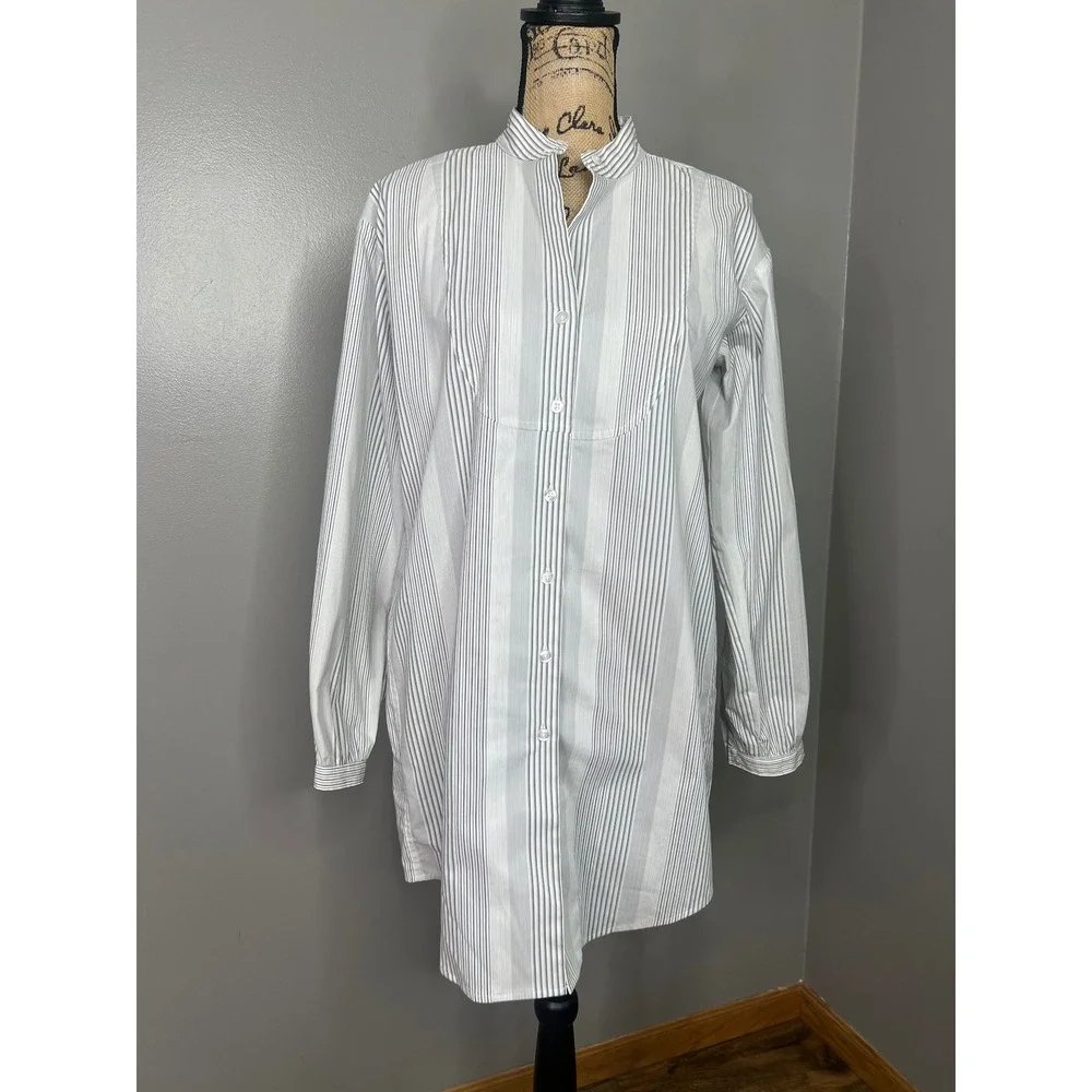 Ann Taylor Loft striped shirt dress long sleeve size 6 spring casual‎ coastal